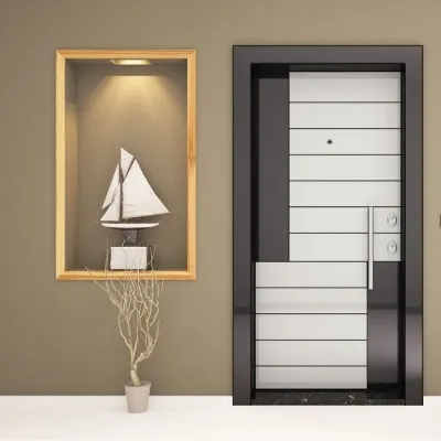 Kroma A1 Çelik Kapı  Antrasit Gri Highgloss / Beyaz Highgloss
