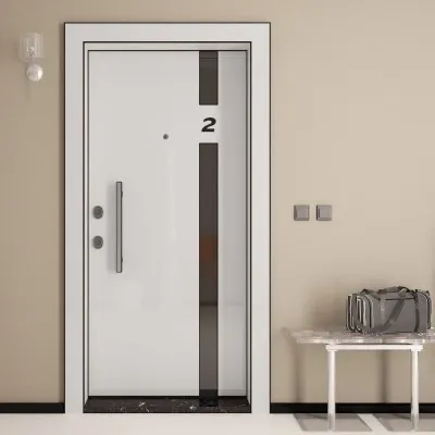 Kroma A2 Çelik Kapı  Beyaz Highgloss / Antrasit Gri Highgloss