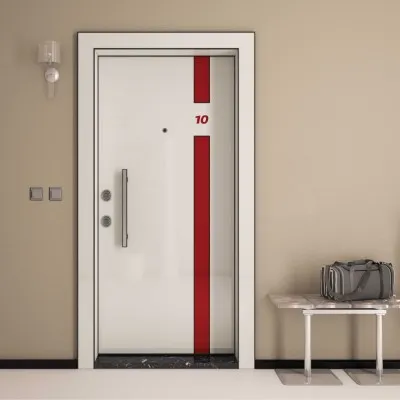 Kroma A2 Çelik Kapı  Beyaz Highgloss / Kırmızı HG