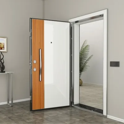 Kroma 612 Çelik Kapı  Beyaz Highgloss / Tik
