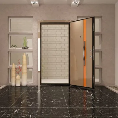 Стальная дверь Kroma 611 Капучино Highgloss / Оранжевый Highgloss