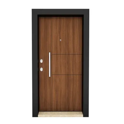 Nova 801 Çelik Kapı Söke Ceviz / Siyah Statik Boya