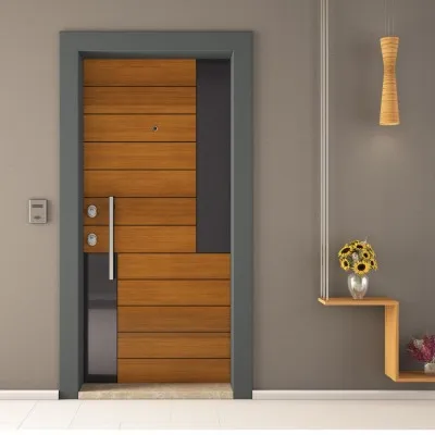 Nova A1 Çelik Kapı Antrasit Gri - 4279 Laminant (Altınmeşe) / Antrasit Gri Statik Boya