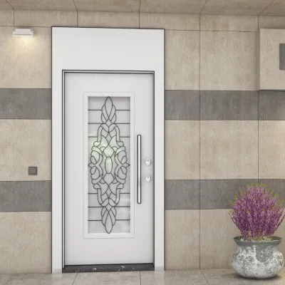 Villa Kapısı Ortası Camlı Beyaz Kompakt Laminant