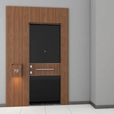 Çelik Kapı 610 Siyah Temperli Cam & 4657 Laminant / 4657 Laminant
